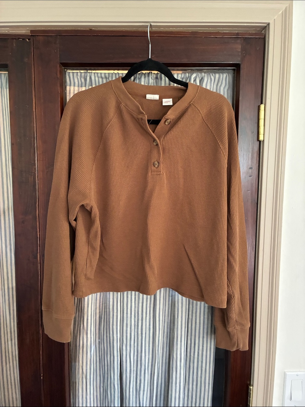 Levi's Caramel Waffle-Knit Henley Top